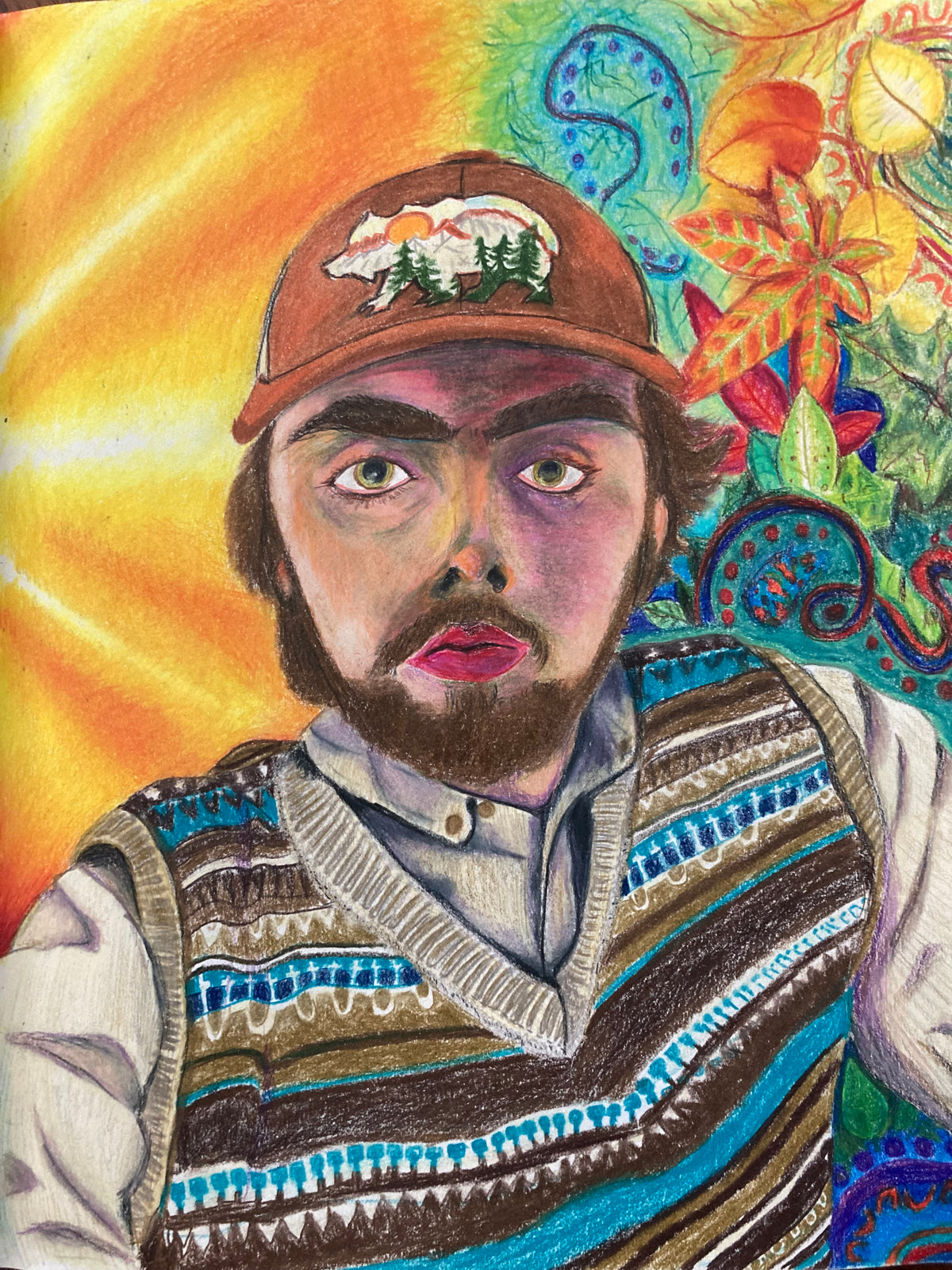 Self Portrait With Leaves by Lukas Thompson