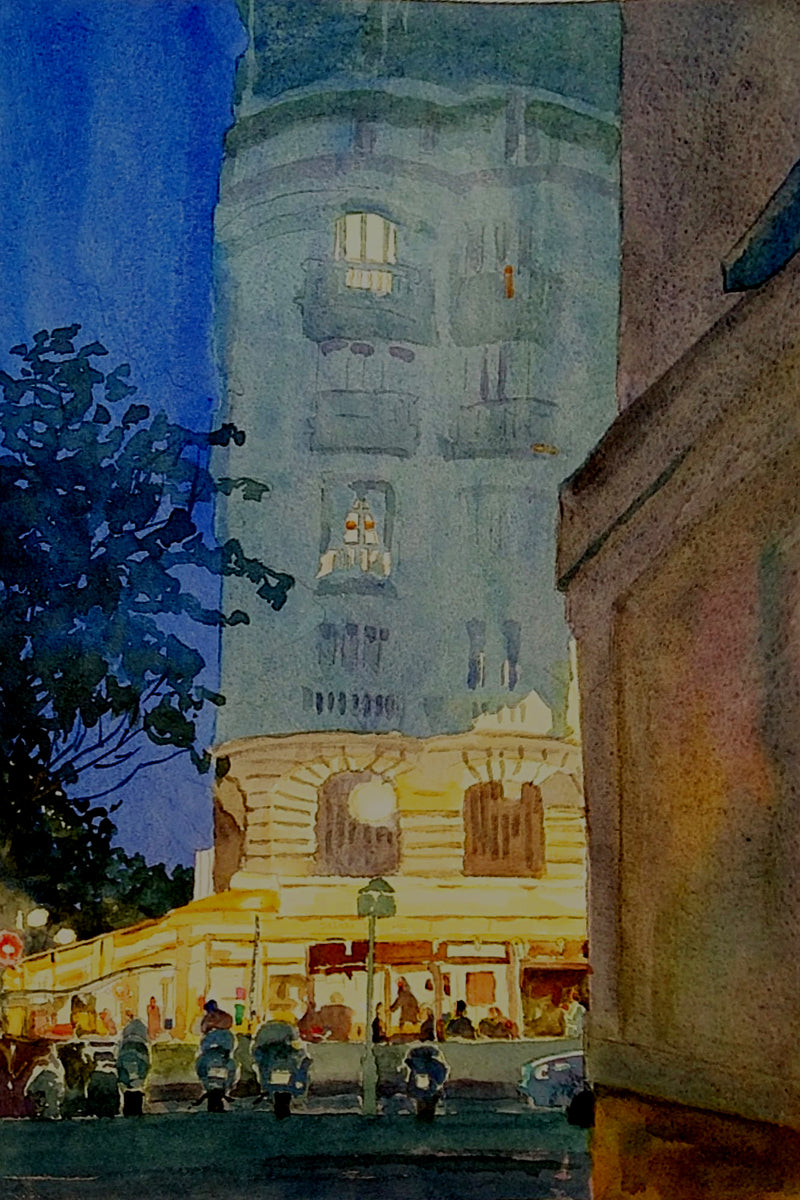 Paris Cafe at Dusk by Laurence E. Keefe