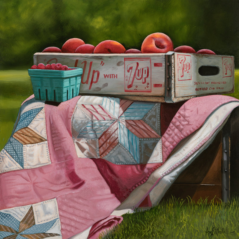 Peaches, Quilt, Raspberries, Seven-up by Amy Wheeler