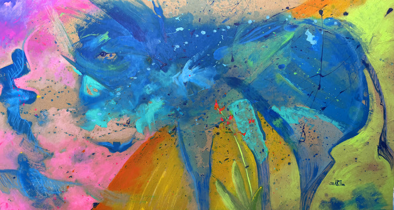 Baby Blue Burro and Bluebirds by Carrie Martin