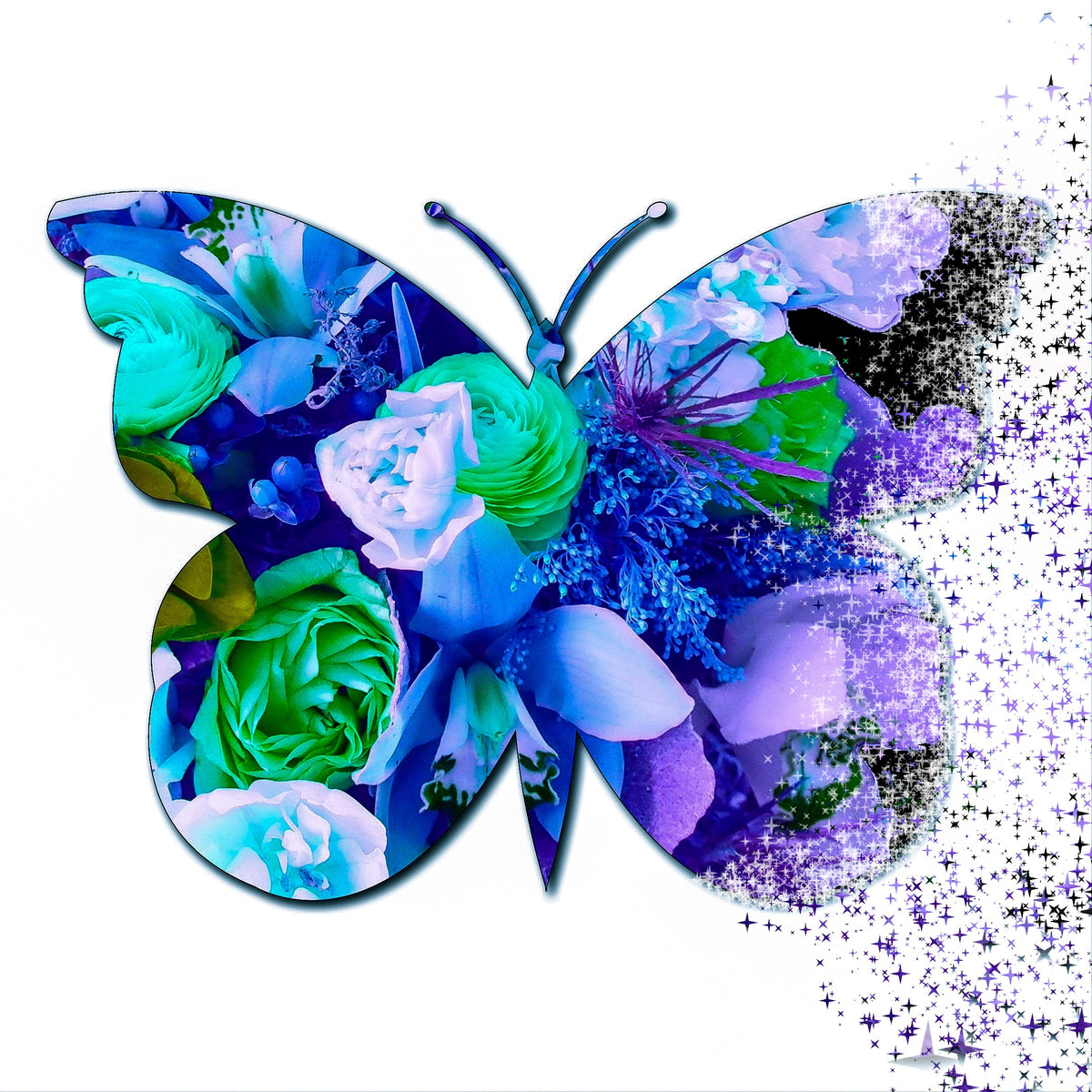 Bouquets x Butterflies Dispersion Blue by Joanie Landau