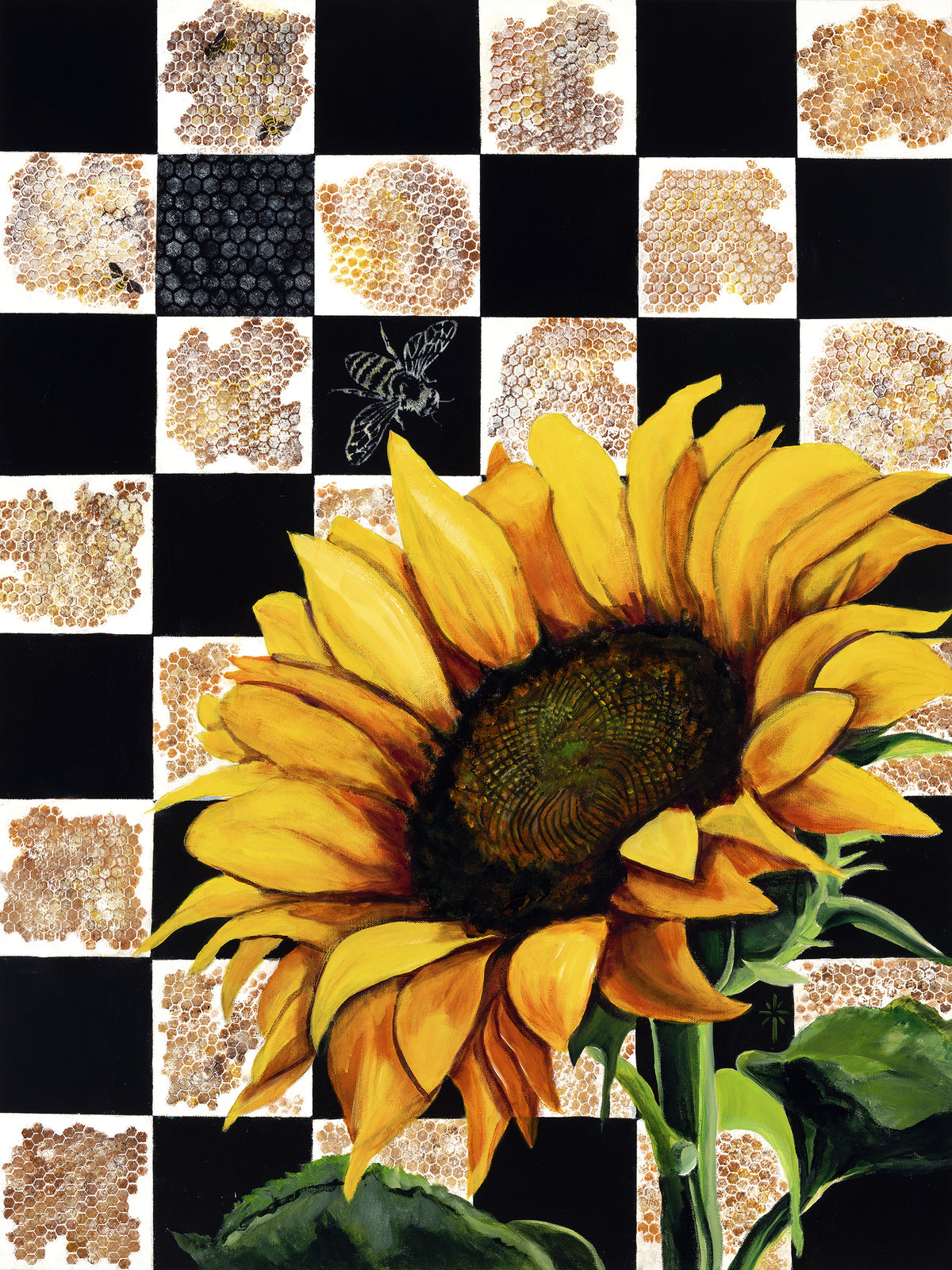 Bees and Sunflower by Jodie Traugott